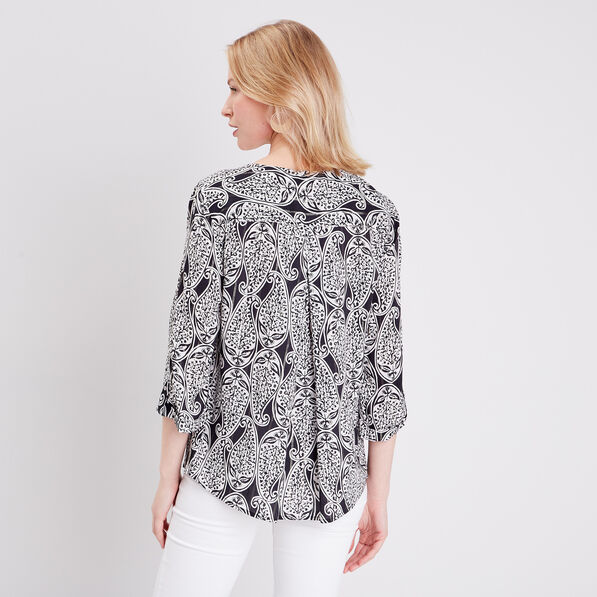 Blouse manches 3/4 noir femme