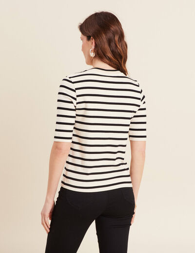 T-shirt col V en coton blanc femme