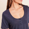 T-shirt droit col rond manches courtes bleu marine femme