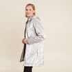 Parka métallisée à capuche gris argent femme