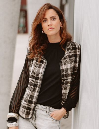 Gilet sans manches en bouclette noir femme