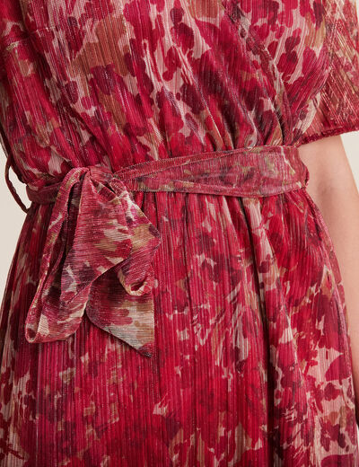 Robe longue portefeuille rose cerise femme