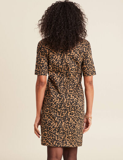 Robe droite en jean marron femme