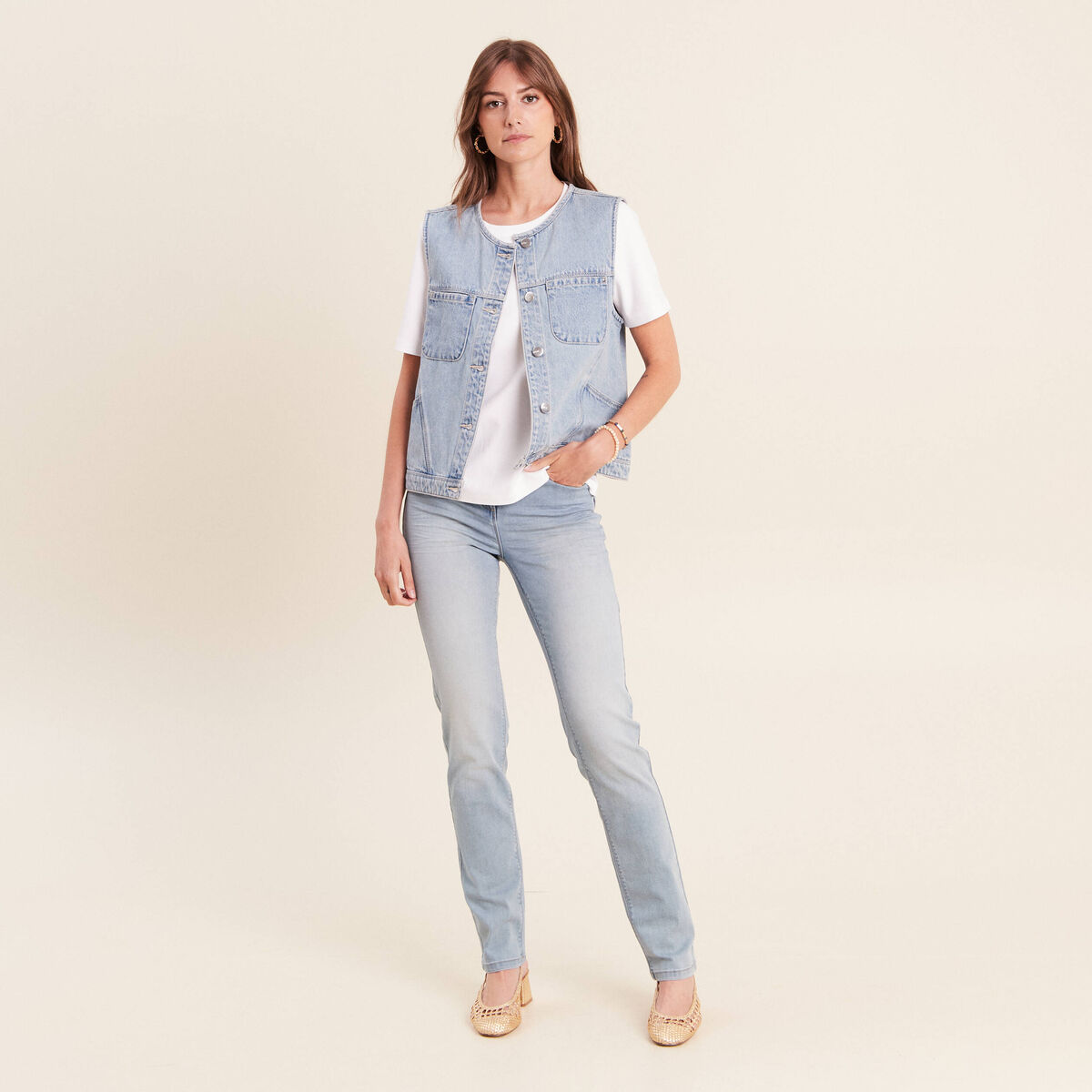 T-shirt manches courtes blanc femme