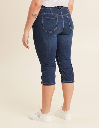 Pantacourt droit en jean denim brut femme