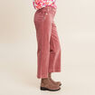 Pantalon large velours c&ocirc;tel&eacute; rose framboise femme
