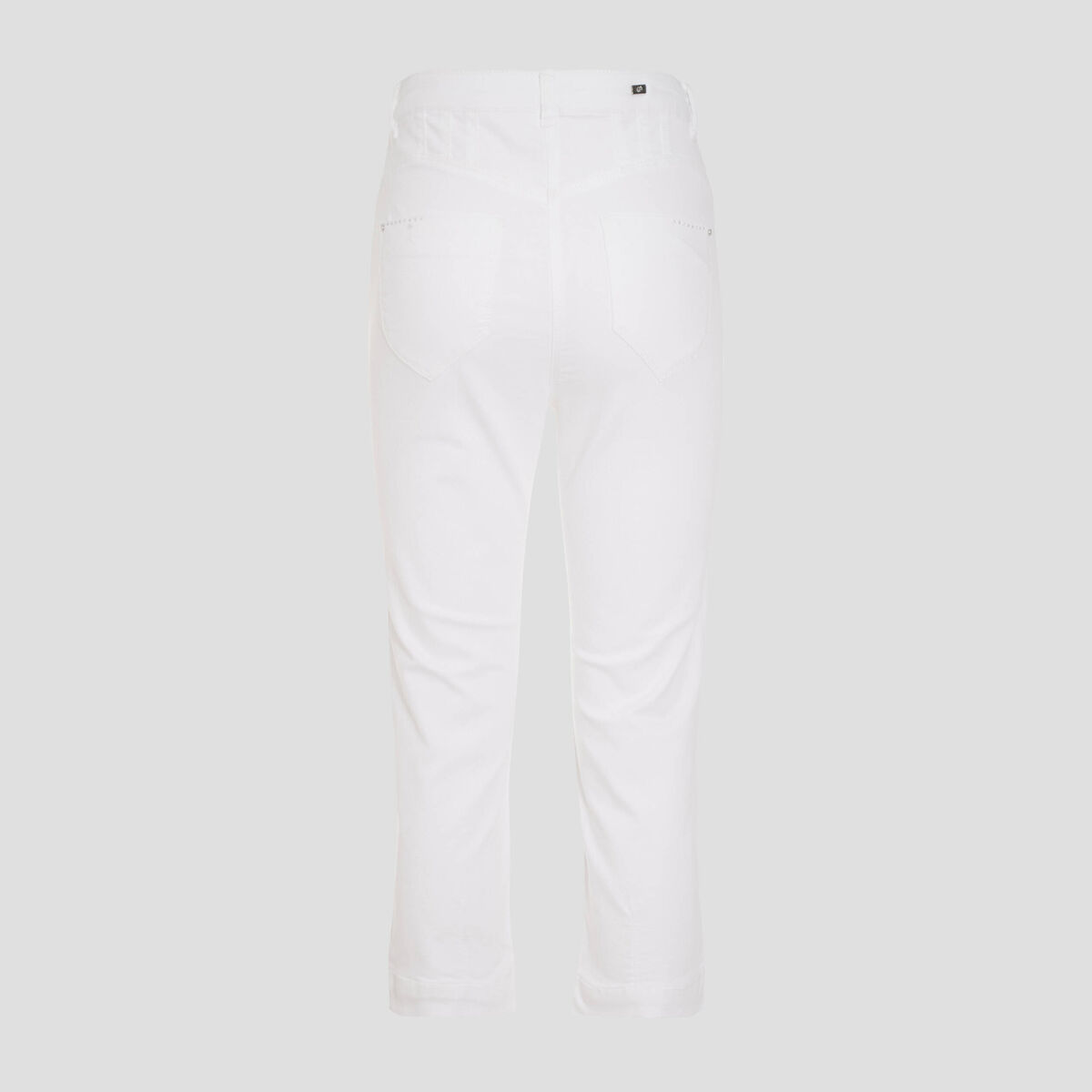 Pantacourt droit taille haute blanc femme
