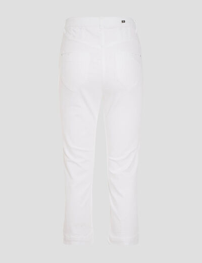 Pantacourt droit taille haute blanc femme
