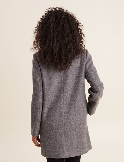 Manteau mi-long zippé gris clair femme