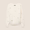 Pull brod&eacute; manches longues ecru femme