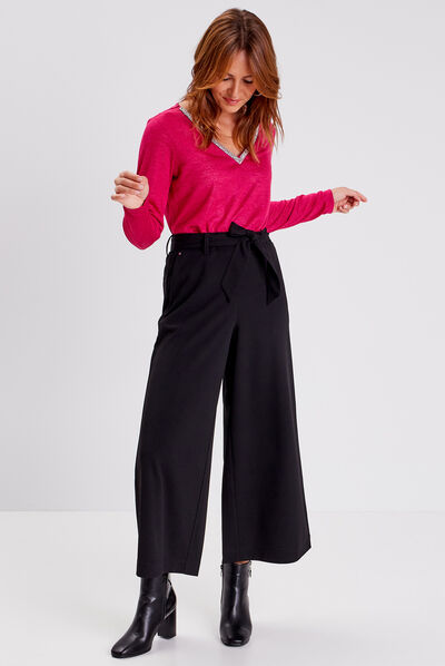 T-shirt manches longues rose framboise femme