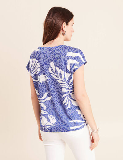 T-shirt manches courtes bleu fonc&eacute; femme