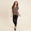 Blouse fluide col v manches courtes noir femme
