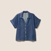 Chemise col chemise manches courtes denim double stone femme