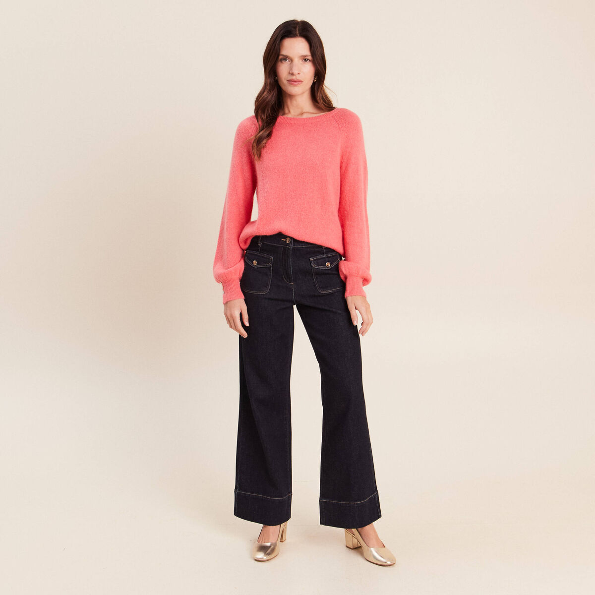 Jean large denim brut femme