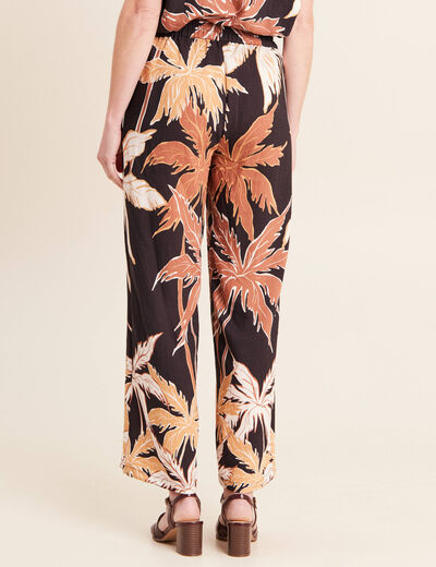 Pantalon large taille haute noir femme