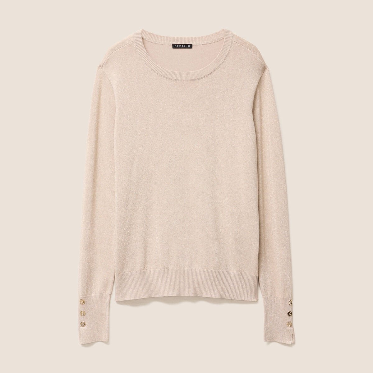 Pull col rond bas resserré couleur or femme