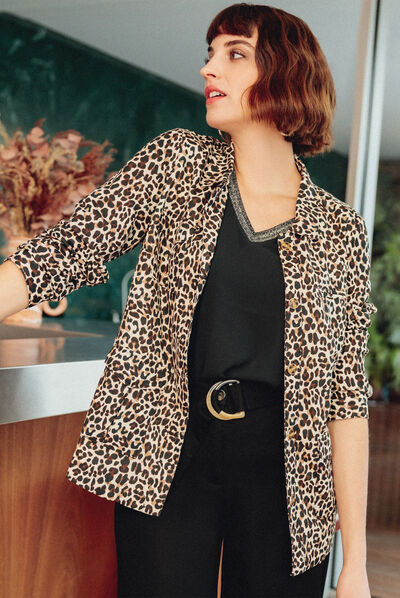 Veste boutonnée beige femme