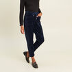 Pantalon coupe mom en velours bleu femme