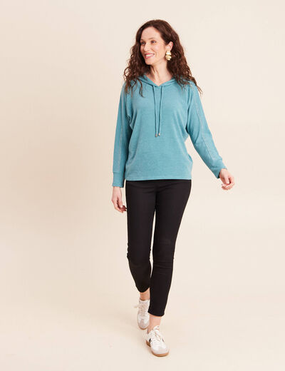 Sweat &agrave; capuche vert fonc&eacute; femme