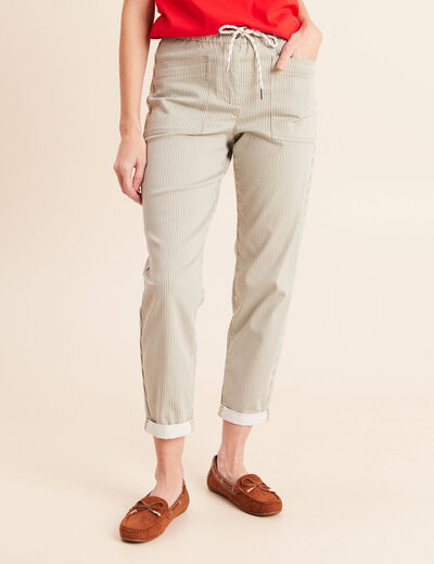 Pantalon coupe mom 7/8&egrave;me vert femme