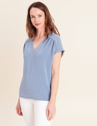 T-shirt manches courtes bleu gris femme