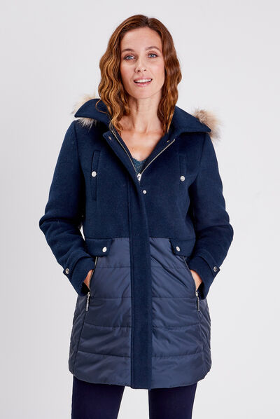 Doudoune longue bleu foncé femme