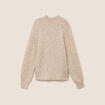 Pull droit col montant manches longues beige femme