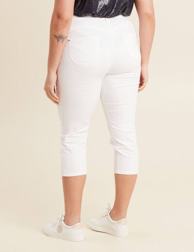 Pantacourt droit taille standard blanc femme