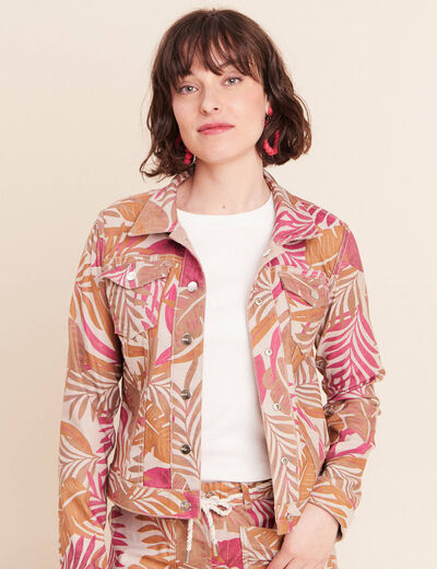 Veste cintr&eacute;e r&eacute;versible manches longues marron femme