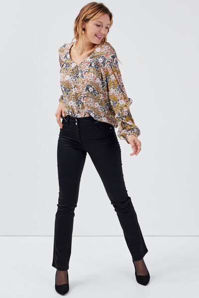 Blouse manches longues ecru femme