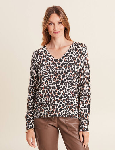 Pull manches longues bleu gris femme