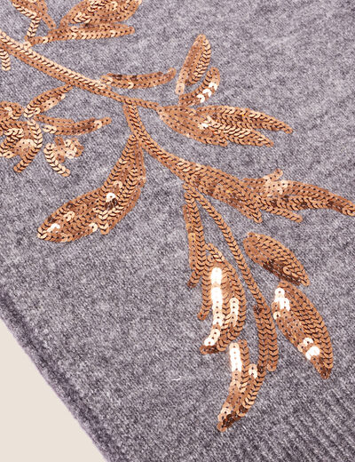 Écharpe avec sequins gris foncé femme