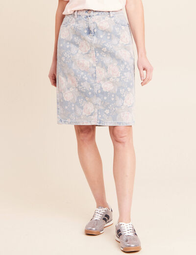 Jupe droite en jean taille standard rose femme