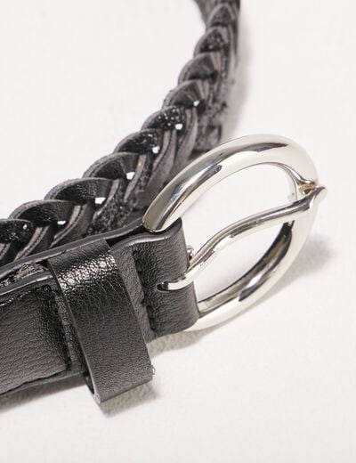 Ceinture tressée à paillettes noir femme