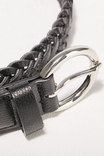 Ceinture tressée à paillettes noir femme