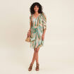 Robe évasée plissée multicolore femme