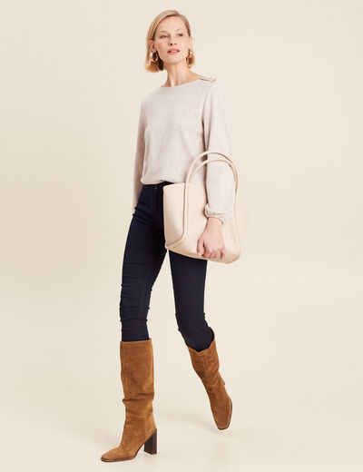 T-shirt manches longues beige femme