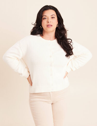Gilet manches longues ecru femme