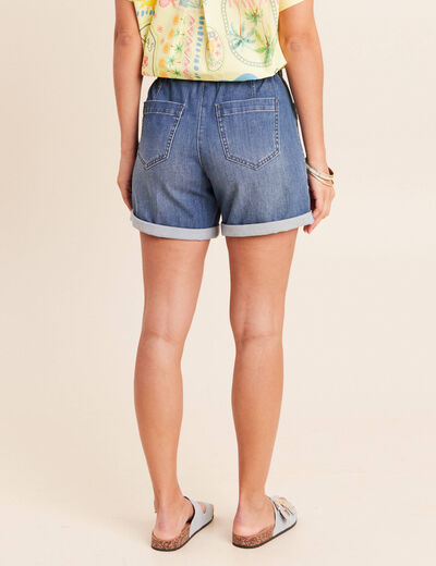 Short relax en jean denim stone femme