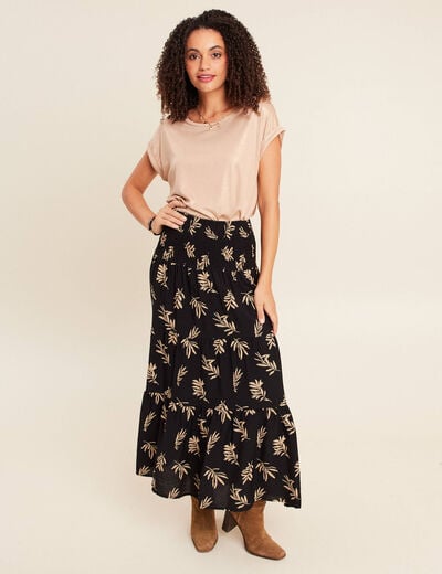 Jupe avec broderie noir femme