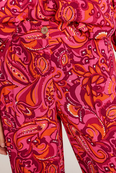 Pantalon large fluide rose femme