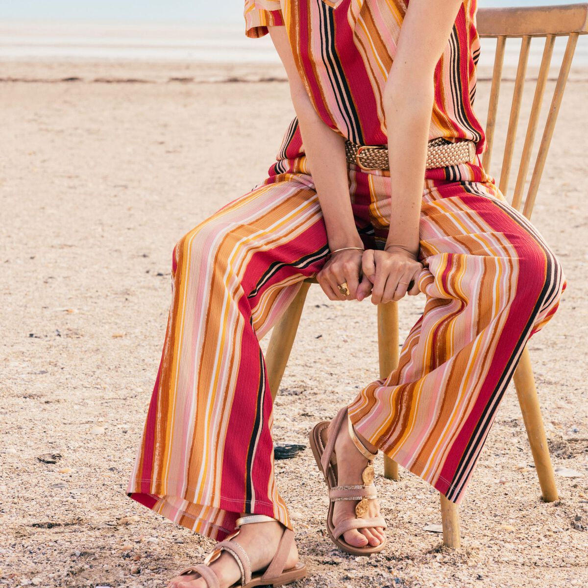 Pantalon flou 7/8ème rose cerise femme