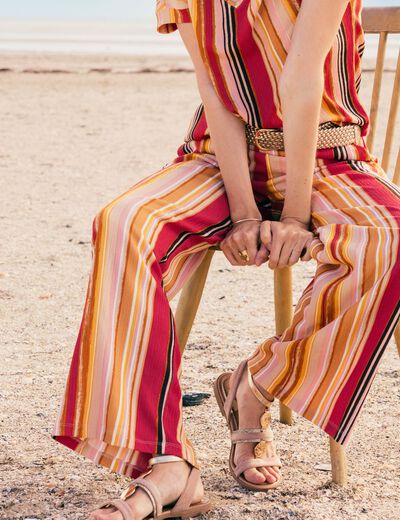 Pantalon flou 7/8ème rose cerise femme