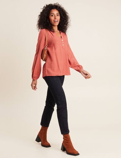 Blouse manches longues vieux rose femme
