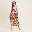 Robe longue évasée fluide multicolore femme