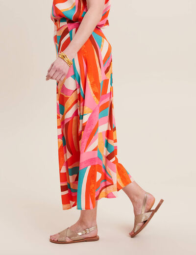 Jupe longue évasée multicolore femme