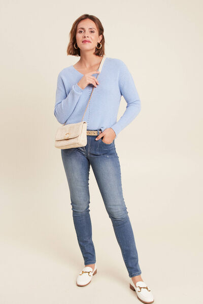 Pull manches longues bleu clair femme