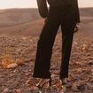 Pantalon &agrave; sequins noir femme