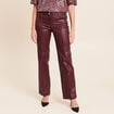 Pantalon enduit coupe large bordeaux femme